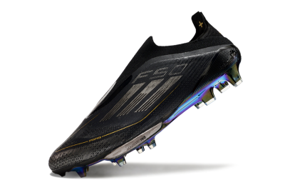 Adidas F50+ Lightstrike Pro Laceless FG Low-Tops Soccer Cleats - Core Black/Iron Metallic/Gold Metallic