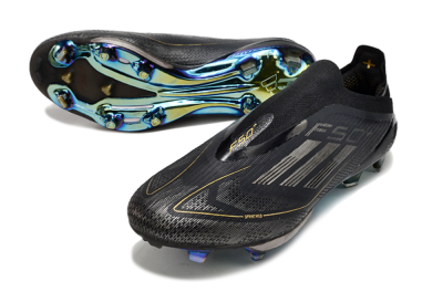 Adidas F50+ Lightstrike Pro Laceless FG Low-Tops Soccer Cleats - Core Black/Iron Metallic/Gold Metallic
