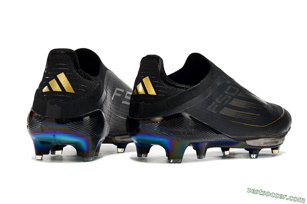 Adidas F50+ Lightstrike Pro Laceless FG Low-Tops Soccer Cleats - Core Black/Iron Metallic/Gold Metallic 6