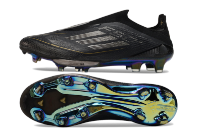 Adidas F50+ Lightstrike Pro Laceless FG Low-Tops Soccer Cleats - Core Black/Iron Metallic/Gold Metallic