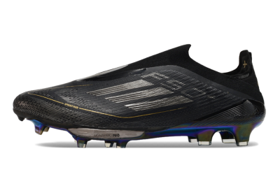 Adidas F50+ Lightstrike Pro Laceless FG Low-Tops Soccer Cleats - Core Black/Iron Metallic/Gold Metallic