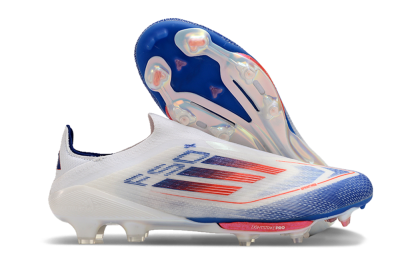Adidas F50+ Lightstrike Pro Laceless FG Low-Tops Soccer Cleats - Cloud White/Solar Red/Lucid Blue