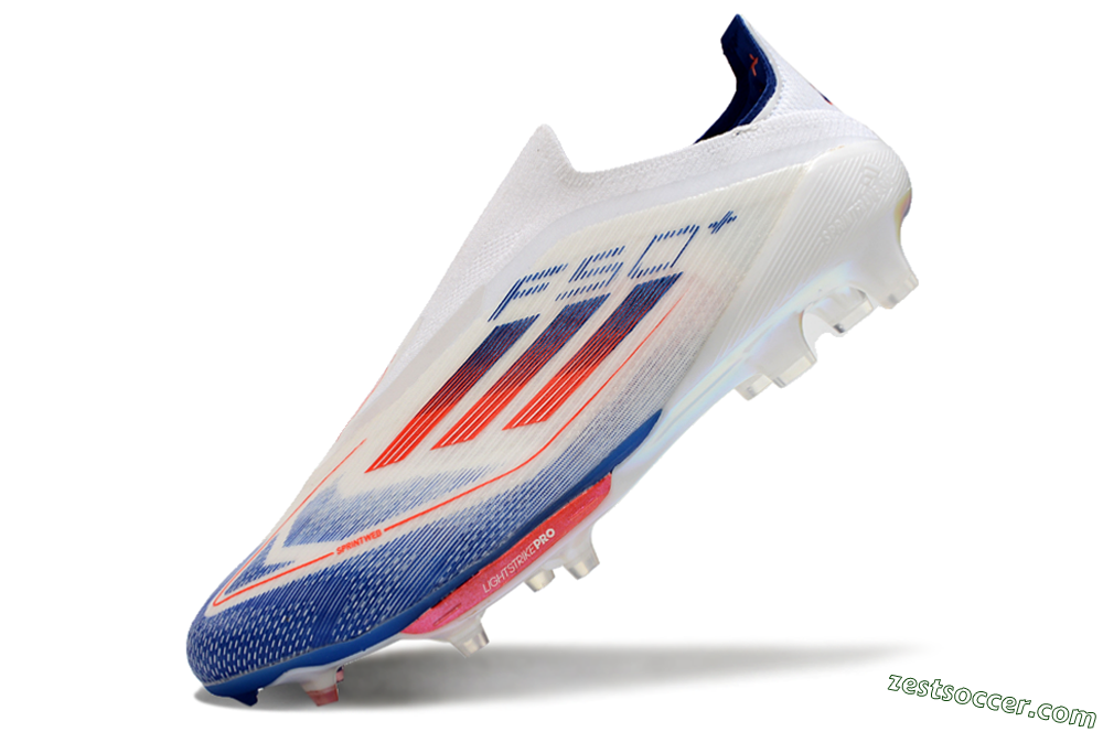 Adidas F50+ Lightstrike Pro Laceless FG Low-Tops Soccer Cleats - Cloud White/Solar Red/Lucid Blue 5