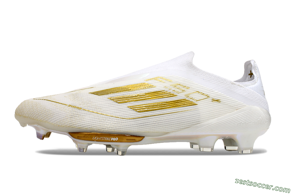 Adidas F50+ Lightstrike Pro Laceless FG Low-Tops Soccer Cleats - Cloud White/Gold Metallic/Cloud White 0