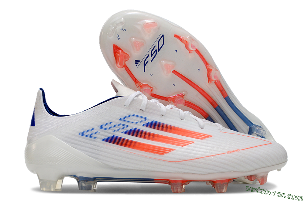 Adidas F50 Elite FG Low-Tops Soccer Cleats - White/Red/Blue 0