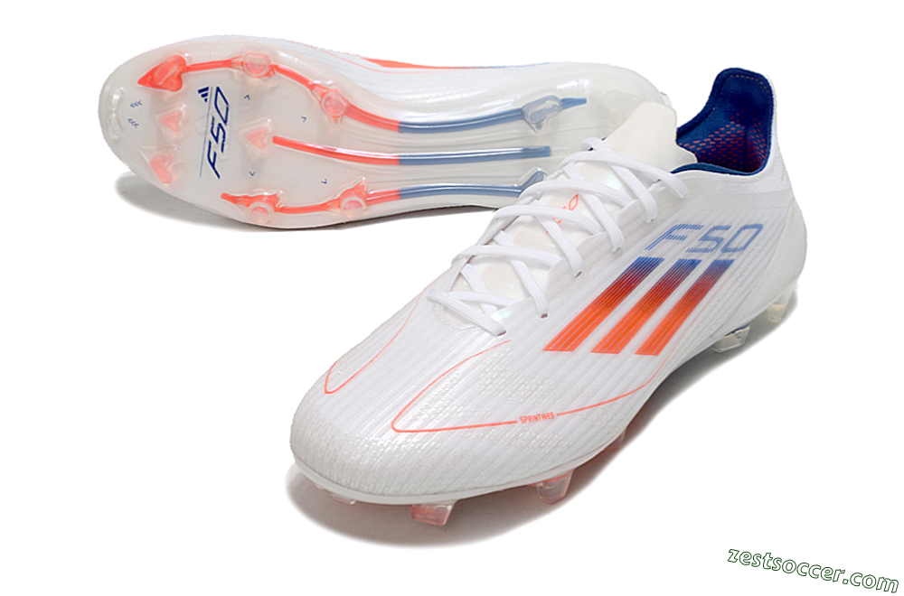Adidas F50 Elite FG Low-Tops Soccer Cleats - White/Red/Blue 3
