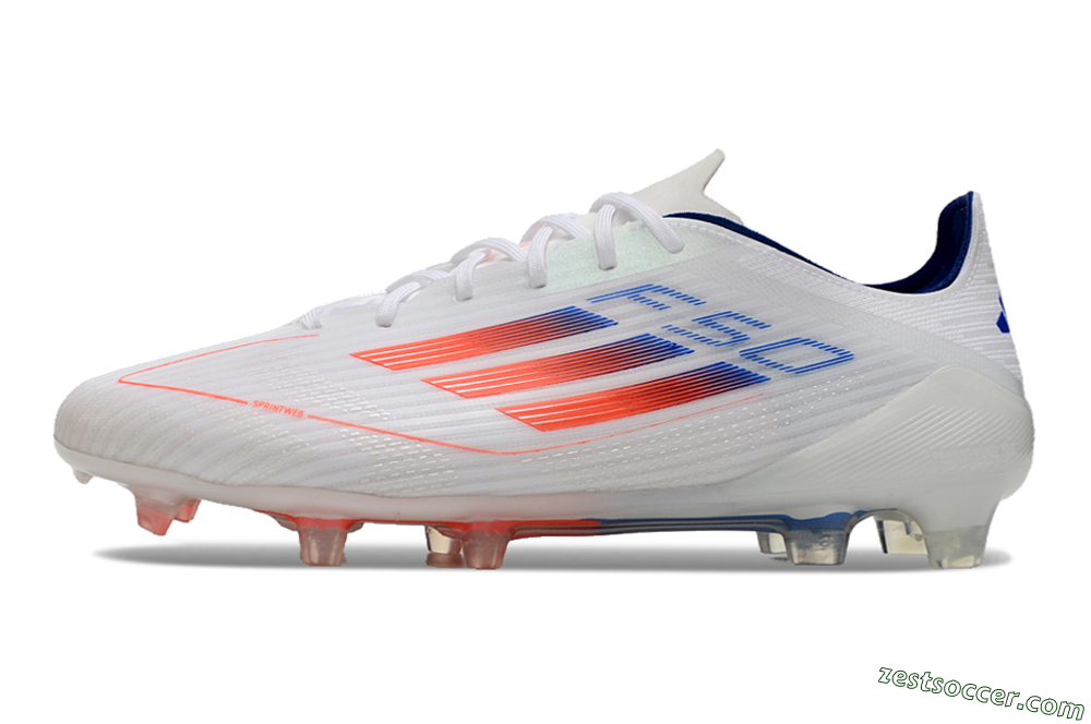 Adidas F50 Elite FG Low-Tops Soccer Cleats - White/Red/Blue 2