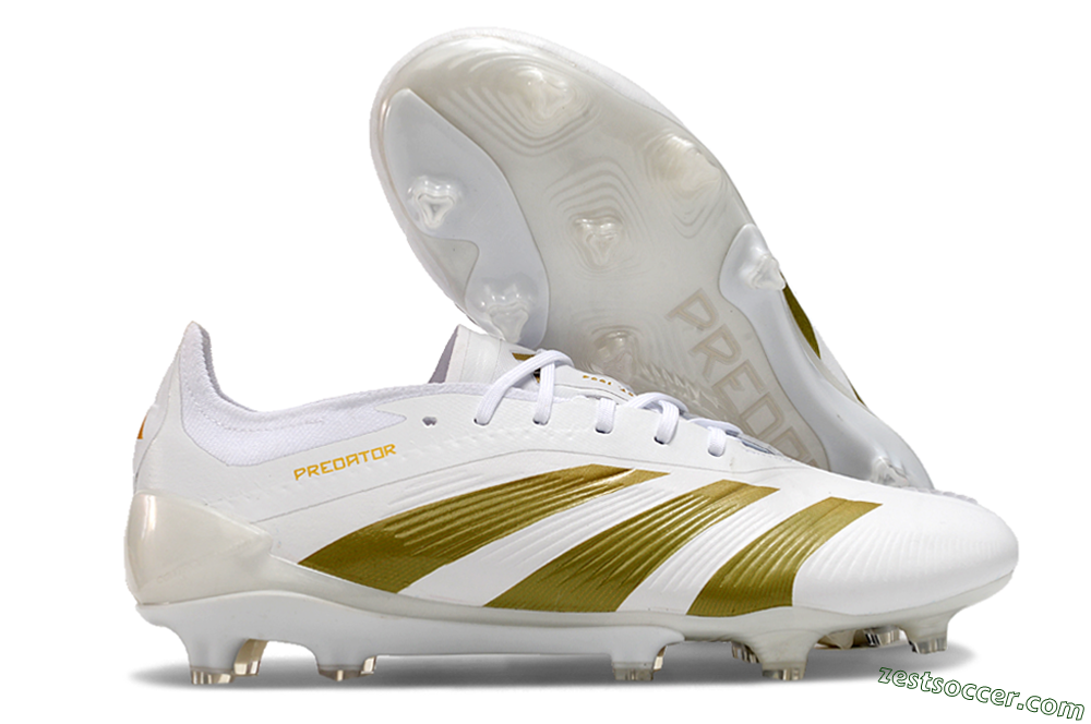 Adidas Predator Elite 24 FG Low-Tops Soccer Cleats - Beige/White/Gold 0