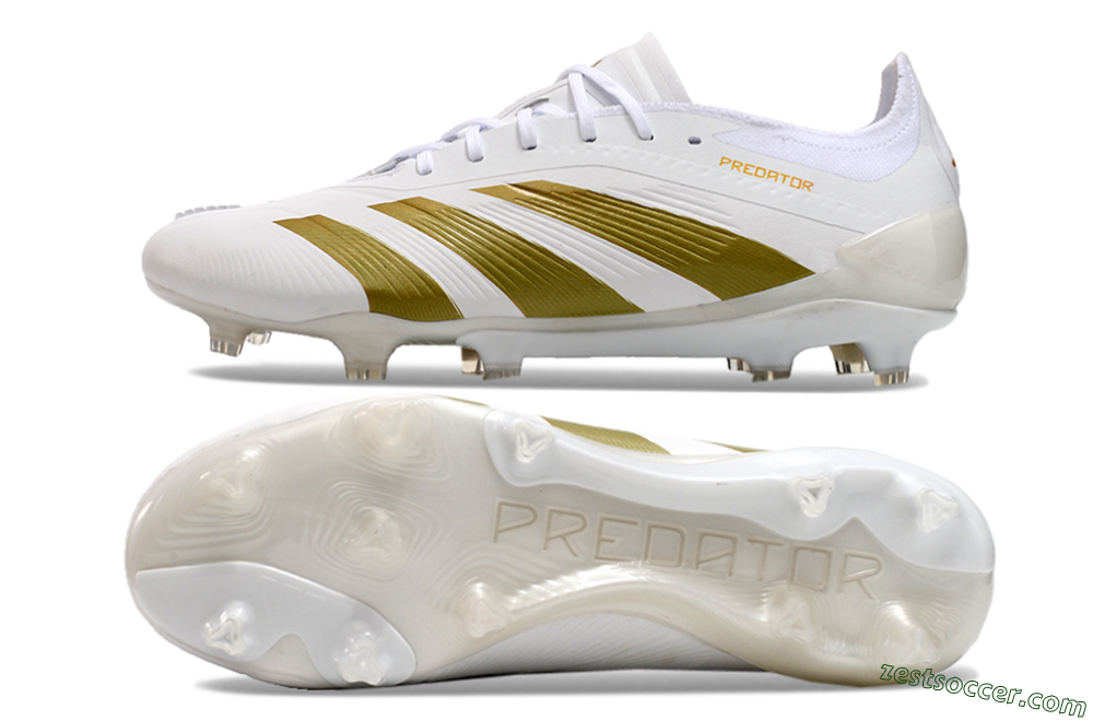 Adidas Predator Elite 24 FG Low-Tops Soccer Cleats - Beige/White/Gold 1