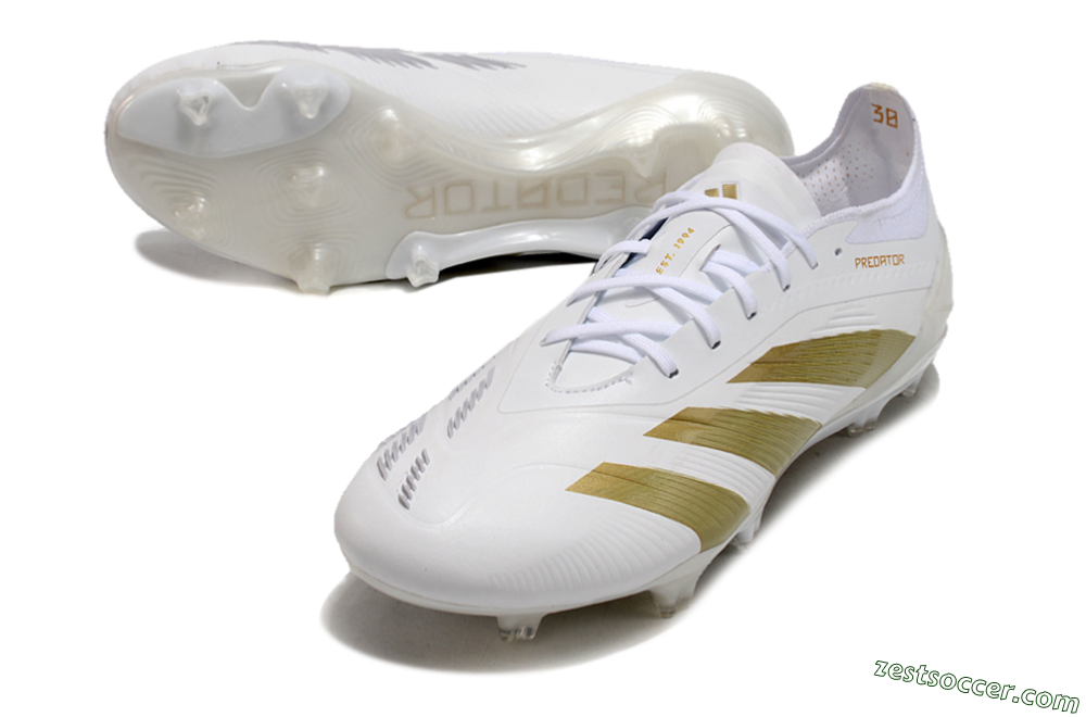 Adidas Predator Elite 24 FG Low-Tops Soccer Cleats - Beige/White/Gold 3