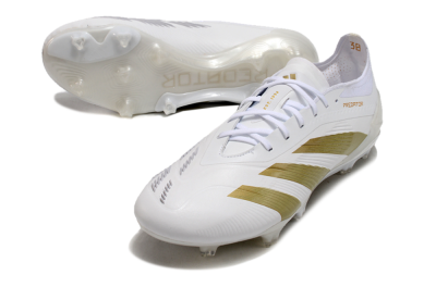 Adidas Predator Elite 24 FG Low-Tops Soccer Cleats - Beige/White/Gold
