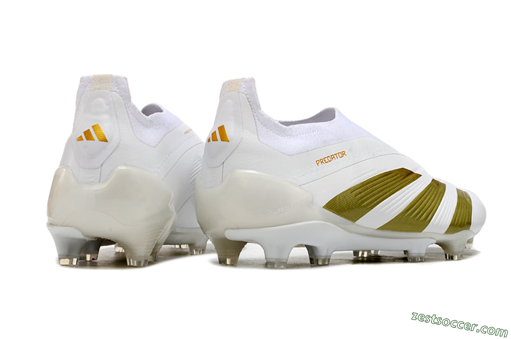 Adidas Predator Elite Laceless FG Low-Tops Soccer Cleats - Beige/White/Gold 6