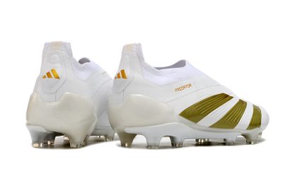 Adidas Predator Elite Laceless FG Low-Tops Soccer Cleats - Beige/White/Gold
