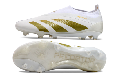 Adidas Predator Elite Laceless FG Low-Tops Soccer Cleats - Beige/White/Gold