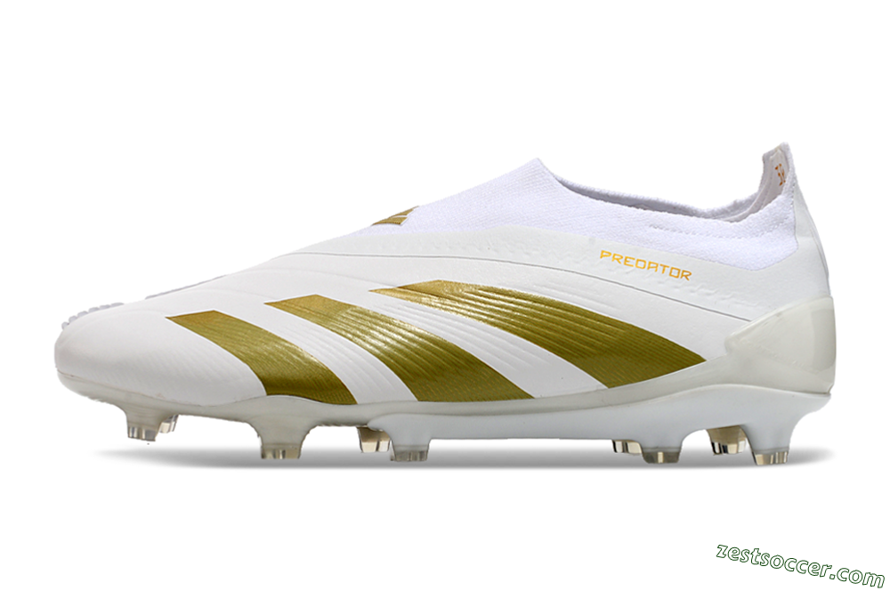 Adidas Predator Elite Laceless FG Low-Tops Soccer Cleats - Beige/White/Gold 2