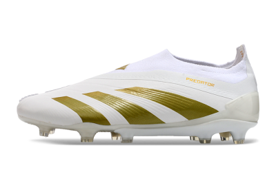 Adidas Predator Elite Laceless FG Low-Tops Soccer Cleats - Beige/White/Gold