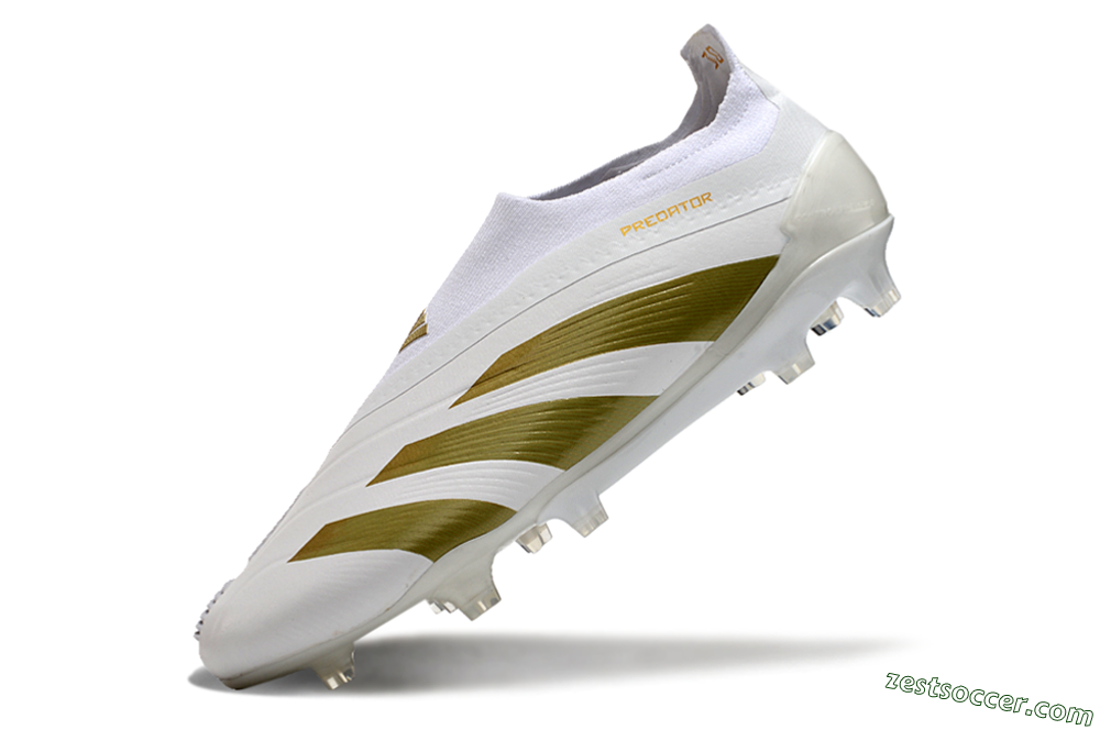 Adidas Predator Elite Laceless FG Low-Tops Soccer Cleats - Beige/White/Gold 5
