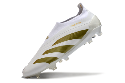 Adidas Predator Elite Laceless FG Low-Tops Soccer Cleats - Beige/White/Gold