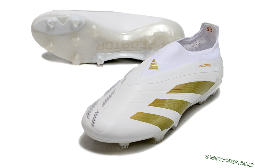 Adidas Predator Elite Laceless FG Low-Tops Soccer Cleats - Beige/White/Gold 3