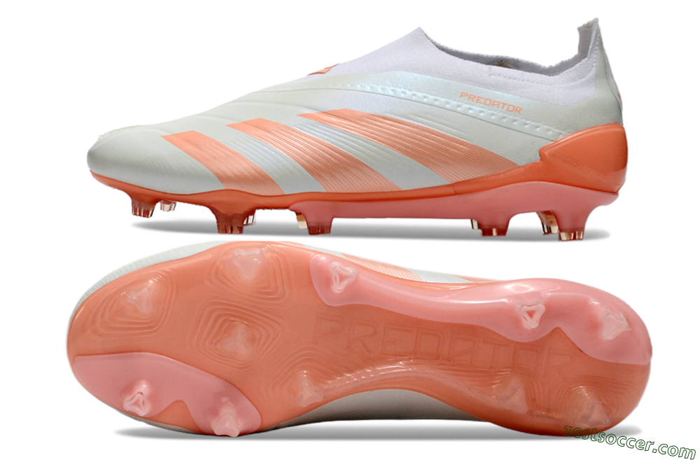 Adidas Predator Elite Laceless FG Low-Tops Soccer Cleats - Beige/white/Orange 1