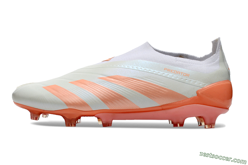 Adidas Predator Elite Laceless FG Low-Tops Soccer Cleats - Beige/white/Orange 2