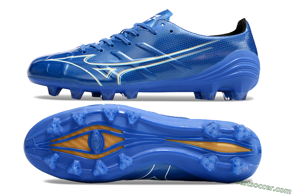 Mizuno Monarcida Alpha FG Low-Tops Soccer Cleats - Blue/White/Yellow 1