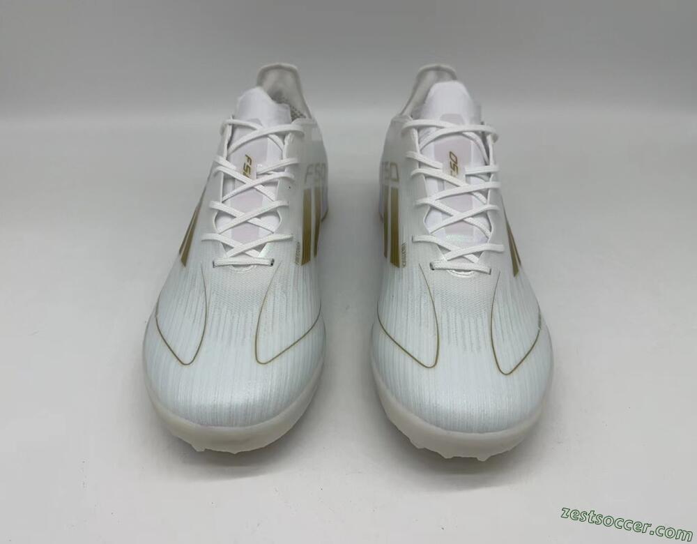 Adidas F50 Elite TF Low-Tops Soccer Shoes - White/Gold