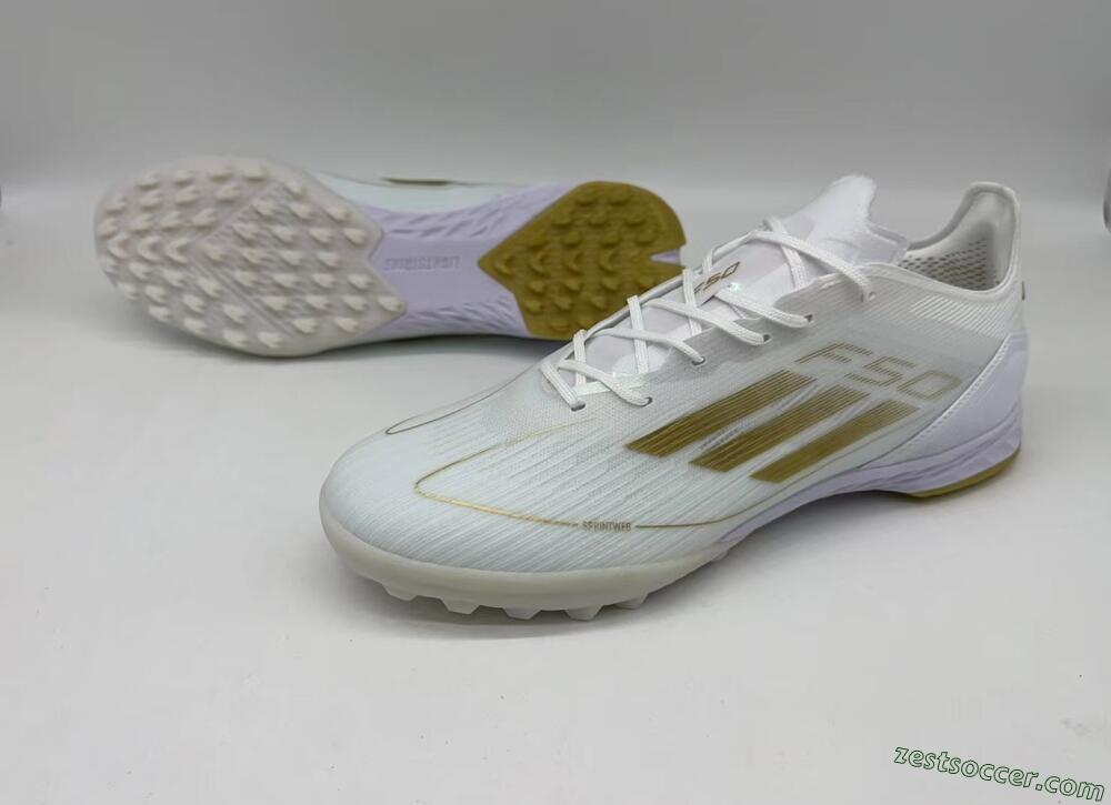Adidas F50 Elite TF Low-Tops Soccer Shoes - White/Gold