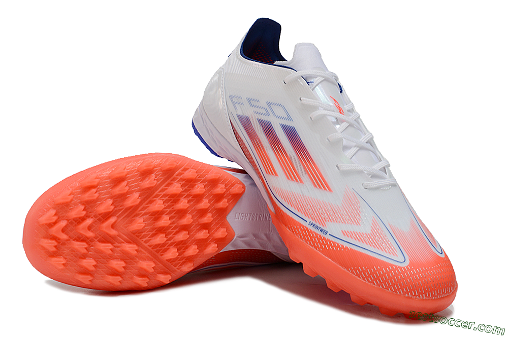 Adidas F50 Pro TF Low-Tops Soccer Shoes - White/Red/Blue 3