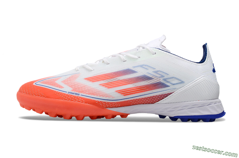 Adidas F50 Pro TF Low-Tops Soccer Shoes - White/Red/Blue 2