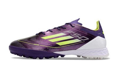 Adidas F50 Pro TF Low-Tops Soccer Shoes - Purple/Cloud White/Lucid Lemon