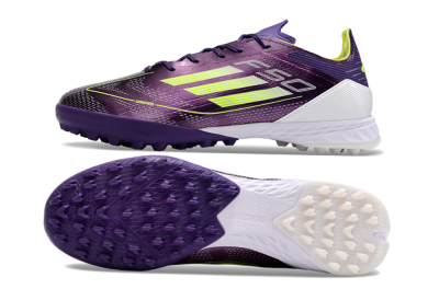 Adidas F50 Pro TF Low-Tops Soccer Shoes - Purple/Cloud White/Lucid Lemon