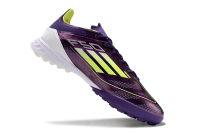 Adidas F50 Pro TF Low-Tops Soccer Shoes - Purple/Cloud White/Lucid Lemon