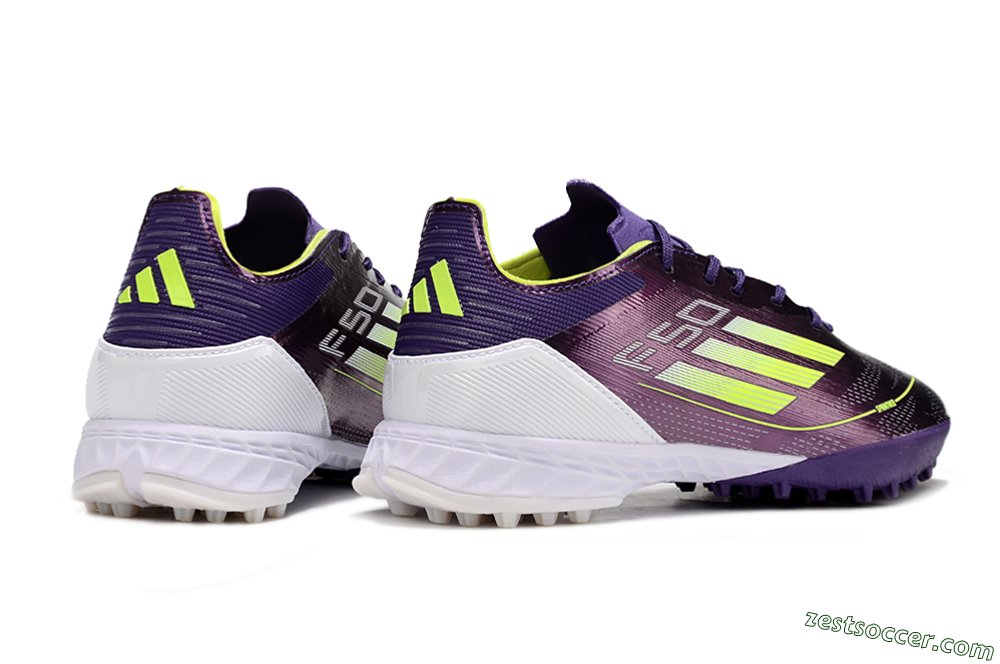 Adidas F50 Pro TF Low-Tops Soccer Shoes - Purple/Cloud White/Lucid Lemon 6