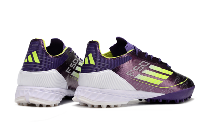 Adidas F50 Pro TF Low-Tops Soccer Shoes - Purple/Cloud White/Lucid Lemon
