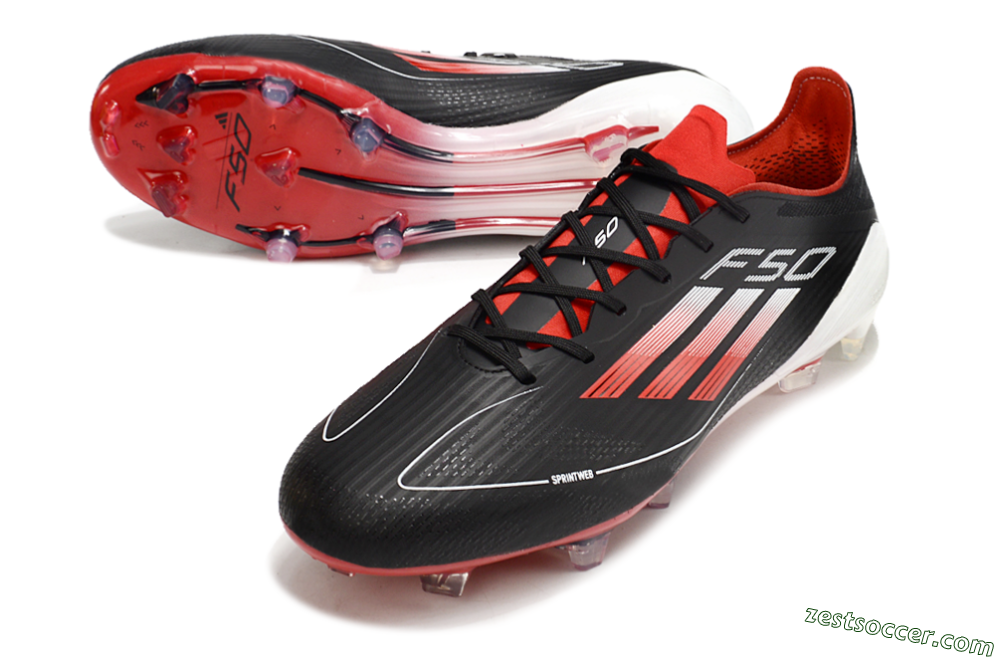 Adidas F50 Elite FG Low-Tops Soccer Cleats - Black/Red/White 3