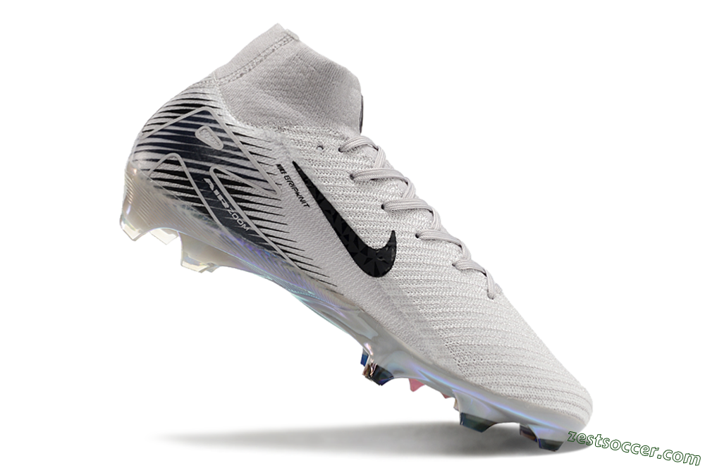 Nike Air Zoom Mercurial Superfly 10 Elite FG High-Tops Soccer Cleats - Grey/Black/Gold 4