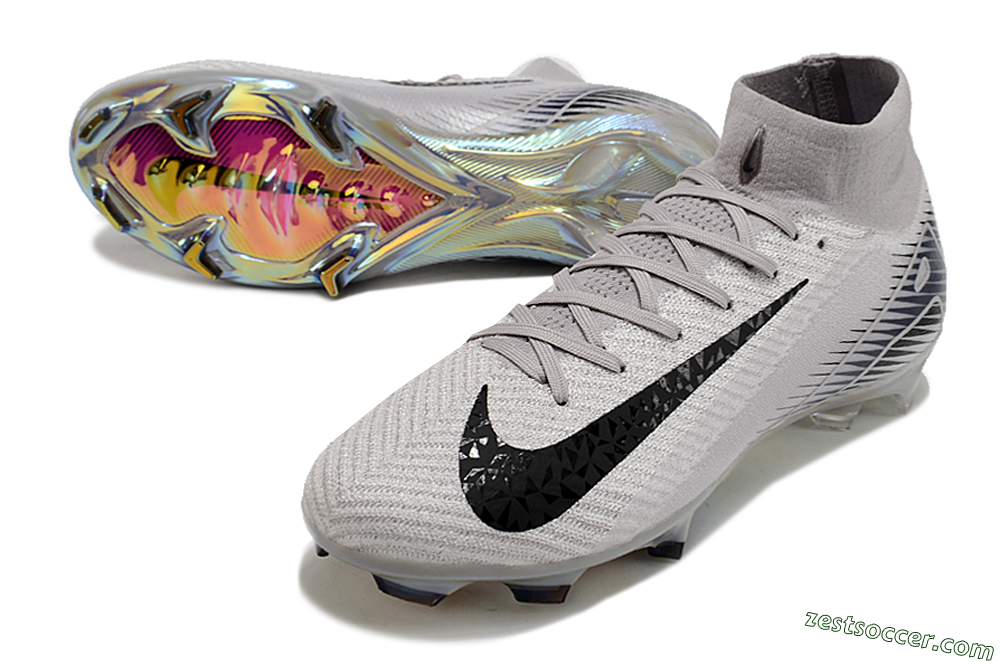 Nike Air Zoom Mercurial Superfly 10 Elite FG High-Tops Soccer Cleats - Grey/Black/Gold 3