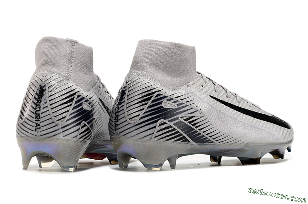 Nike Air Zoom Mercurial Superfly 10 Elite FG High-Tops Soccer Cleats - Grey/Black/Gold 6