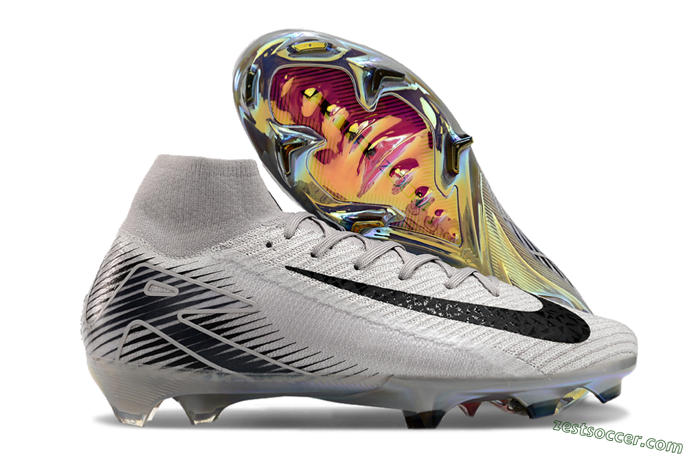 Nike Air Zoom Mercurial Superfly 10 Elite FG High-Tops Soccer Cleats - Grey/Black/Gold 0
