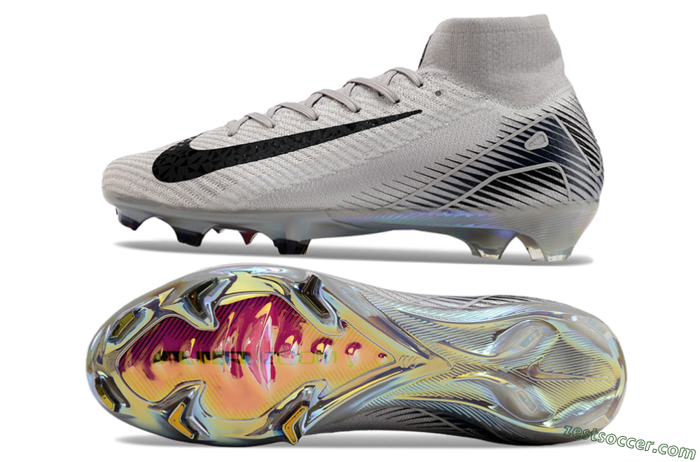 Nike Air Zoom Mercurial Superfly 10 Elite FG High-Tops Soccer Cleats - Grey/Black/Gold 1