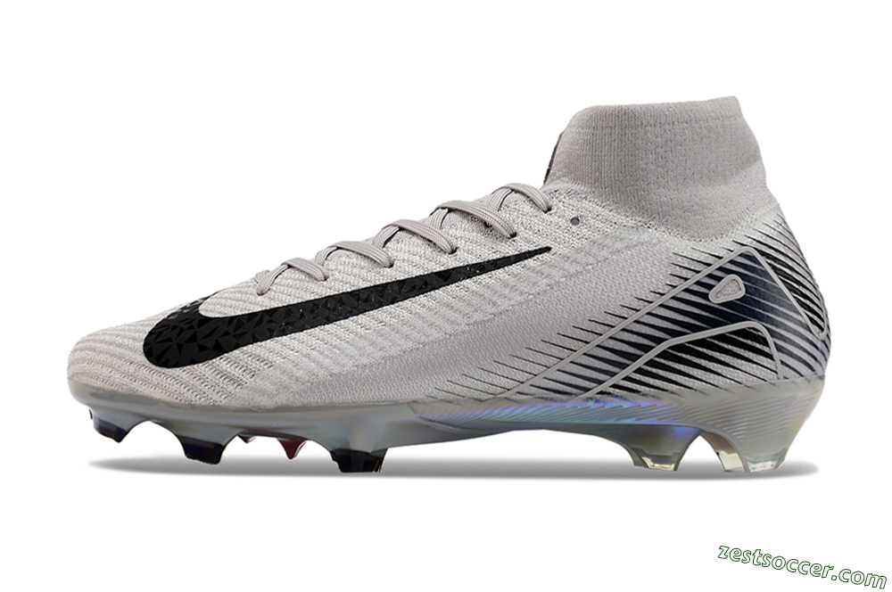 Nike Air Zoom Mercurial Superfly 10 Elite FG High-Tops Soccer Cleats - Grey/Black/Gold 2
