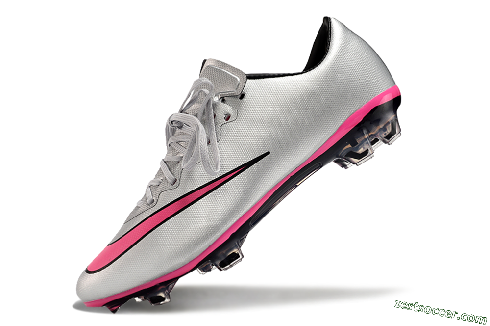 Nike Mercurial Vapor 10 FG Low-Tops Soccer Cleats - Silver/Pink/Black 5