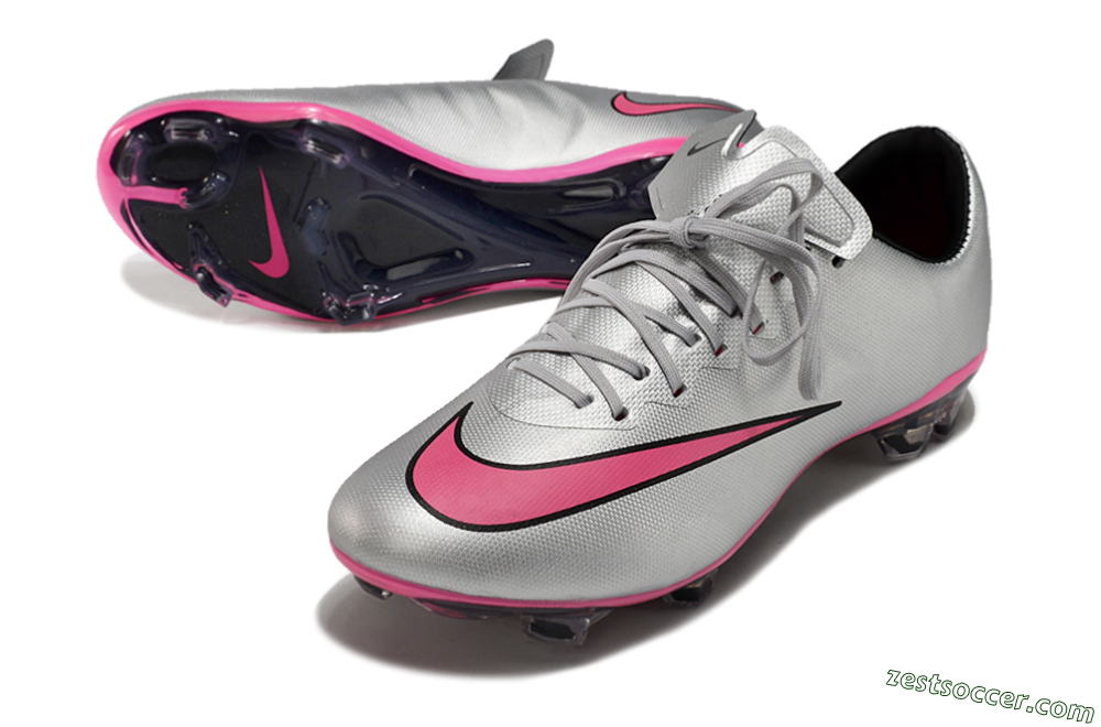 Nike Mercurial Vapor 10 FG Low-Tops Soccer Cleats - Silver/Pink/Black 3