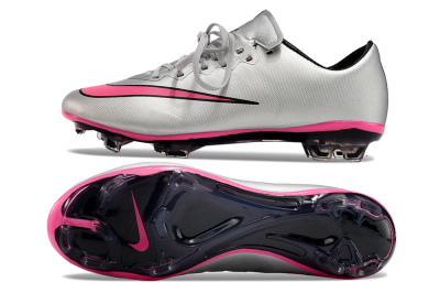 Nike Mercurial Vapor 10 FG Low-Tops Soccer Cleats - Silver/Pink/Black