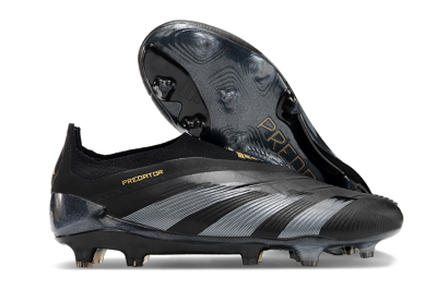 Adidas Predator Elite Laceless FG Low-Tops Soccer Cleats - Black/Silver/Gold