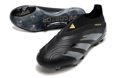 Adidas Predator Elite Laceless FG Low-Tops Soccer Cleats - Black/Silver/Gold