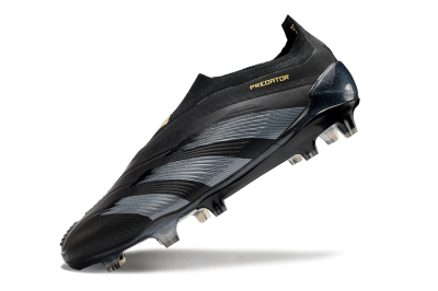 Adidas Predator Elite Laceless FG Low-Tops Soccer Cleats - Black/Silver/Gold