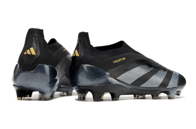 Adidas Predator Elite Laceless FG Low-Tops Soccer Cleats - Black/Silver/Gold