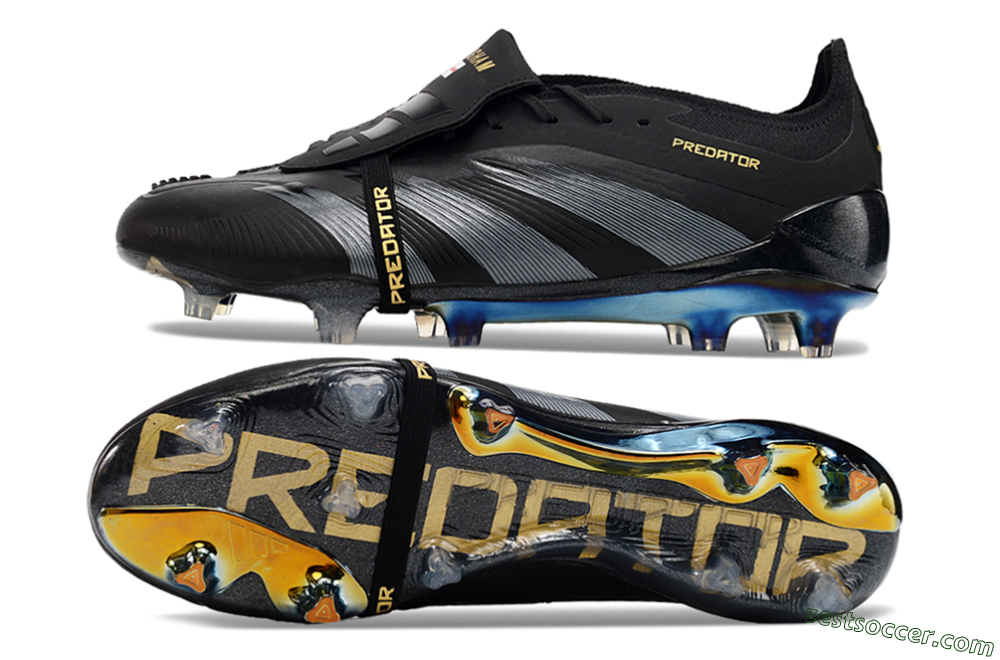Adidas Predator Elite Foldover Tongue FG Low-Tops Soccer Cleats - Black/Silver/Gold 1